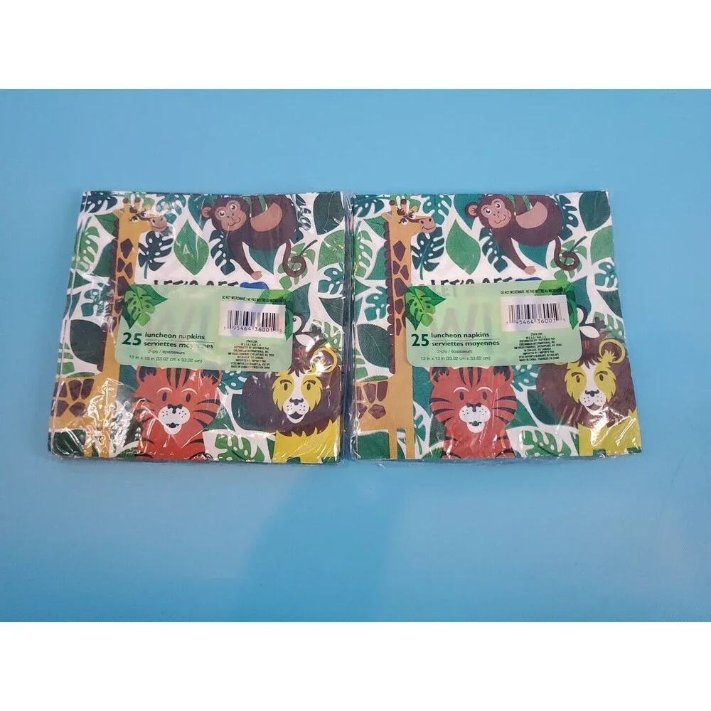 Paper Napkins Wildlife Zoo Animal Print Square Pk 25 X's 2